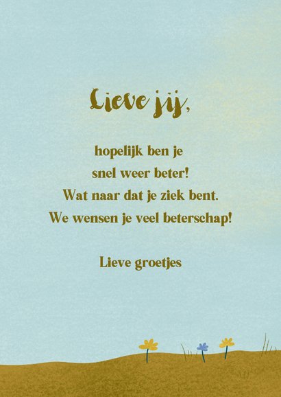 Beterschapskaart met knuffel konijnen en wortels 3