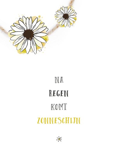 Beterschapskaart met mooie getekende zonnebloem 2