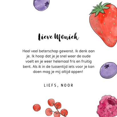 Beterschapskaart met rood fruit en hartjes 3