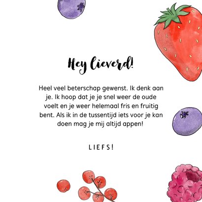 Beterschapskaart met rood fruit en hartjes 3