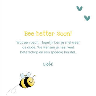 Beterschapskaart met schattig bijtje bee better soon 3