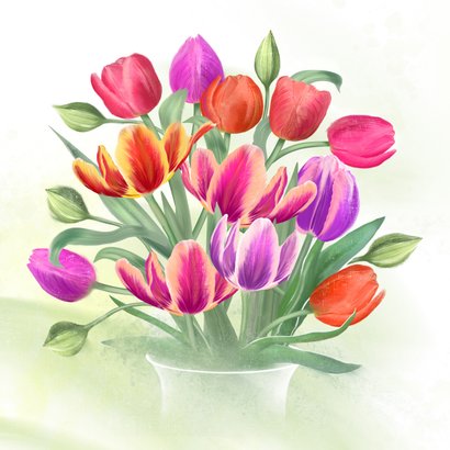 Beterschapskaart met tulpen en vlinders 2