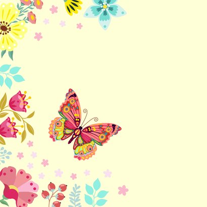 Beterschapskaart met vlinder en bloemen 2