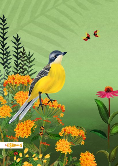Beterschapskaart met vogel en vlinders 2