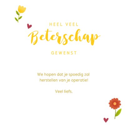 Beterschapskaart met vrolijke bloemen en hartjes 3