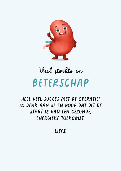 Beterschapskaart operatie nier transplantatie donor 3