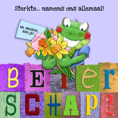 Beterschapskaart opkikker met letters en bloemen 3