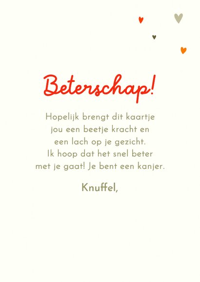 Beterschapskaart opkikkertje met rood hart 3