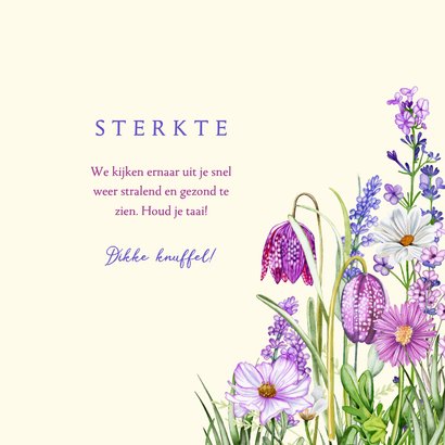 Beterschapskaart paarse bloemen in de tuin 3