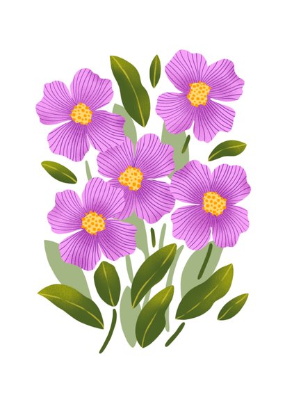 Beterschapskaart paarse bloemen polaroid 2