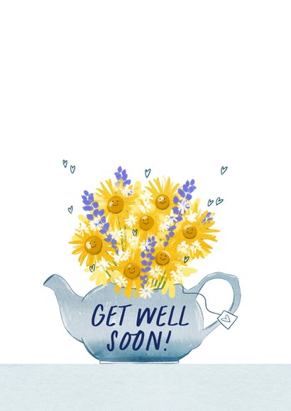 Beterschapskaart positivitea bloemen theepot illustratie 2