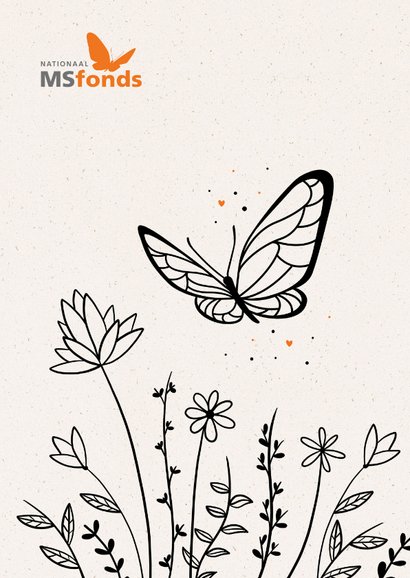 Beterschapskaart vlinder en bloem - Nationaal MS Fonds 2