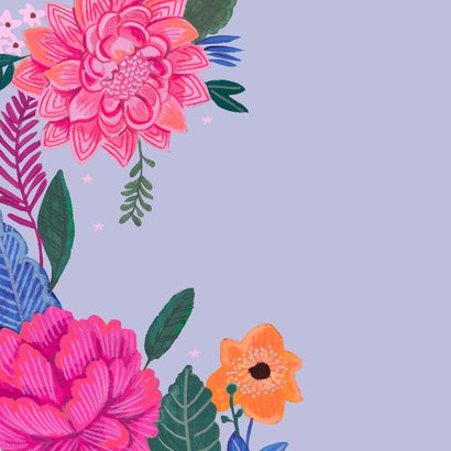 Beterschapskaart vrolijke fleurige bloemen roze 2