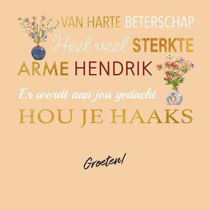 Beterschapskaart wilde bloemen in vaasjes typografie 3