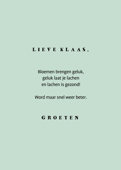 Beterschapskaart zwart witte bloemen aanpasbare kleur 3