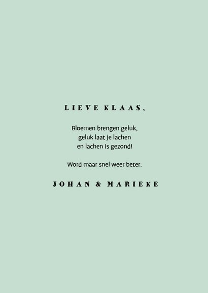 Beterschapskaart zwart witte bloemen aanpasbare kleur 3