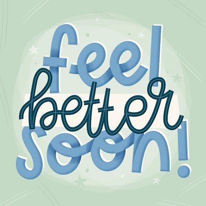 Beterschapskaartje feel better soon typografisch lichtgroen 2