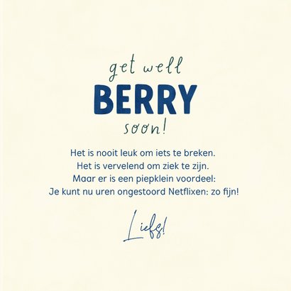 Beterschapskaartje get well berry soon bosbesjes patroon 3