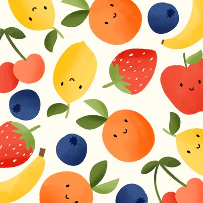 Beterschapskaartje kind illustraties fruit met gezichtje 2