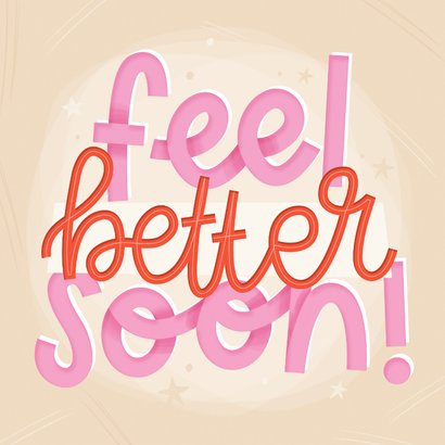 Beterschapskaartje typografisch feel better soon roze 2