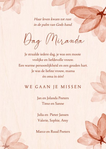 Bidprent foto bloemen stijlvol hout waterverf bloesem 3