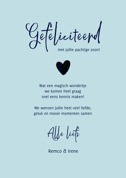 Bijzonder geboorte kaartje met illustratie voor een jongen 3