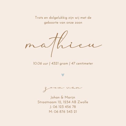 Bijzonder geboortekaartje croissantje met blauw strikje  3