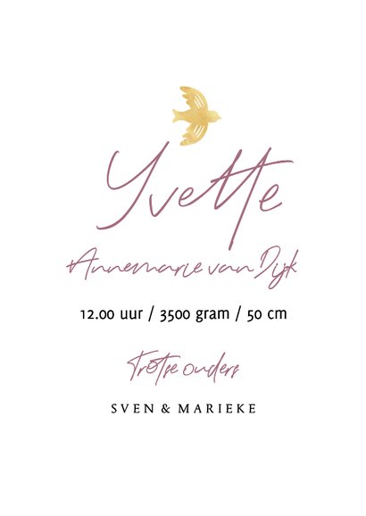 Bijzonder geboortekaartje geboortebloem waterverf goud mei 3