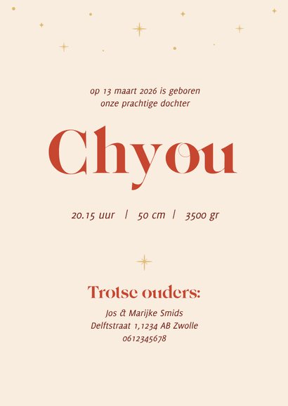 Bijzonder geboortekaartje met konijn Chinese jaarhoroscoop  3