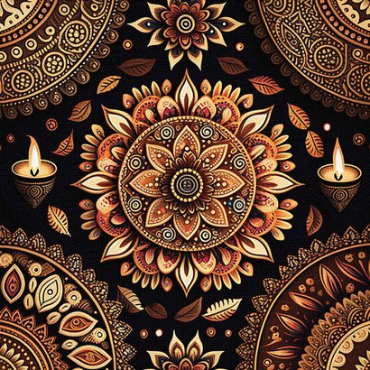 Bijzondere Diwali kaart mandala lichtjes patroon stijlvol 2