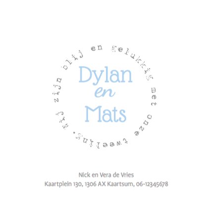 Blauw geboortekaart tweeling voetjes jongens 3
