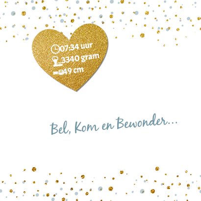 Blauw geboortekaartje goud confetti 2