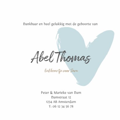Blauw geboortekaartje hartjes 3