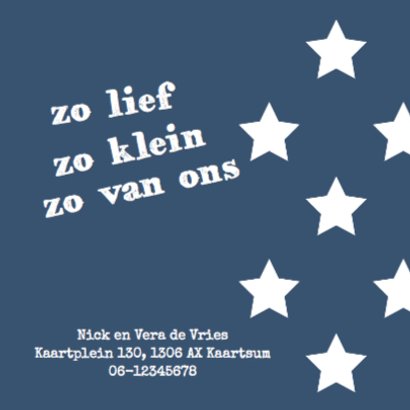 Blauw geboortekaartje sterren 2
