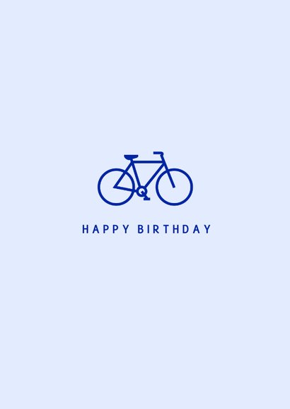 Blauwe verjaardagskaart met fietsen happy birthday 2
