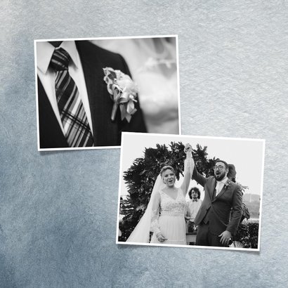 Blauwe waterverf jubileumkaart met polaroid foto 2