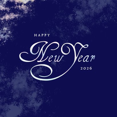 Blauwe waterverf nieuwjaarskaart met holografisch foliedruk 2