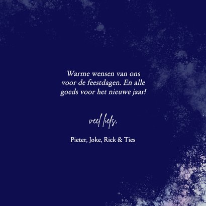 Blauwe waterverf nieuwjaarskaart met holografisch foliedruk 3