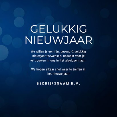 Blauwe zakelijke nieuwjaarskaart met zilveren glitter 2026 3