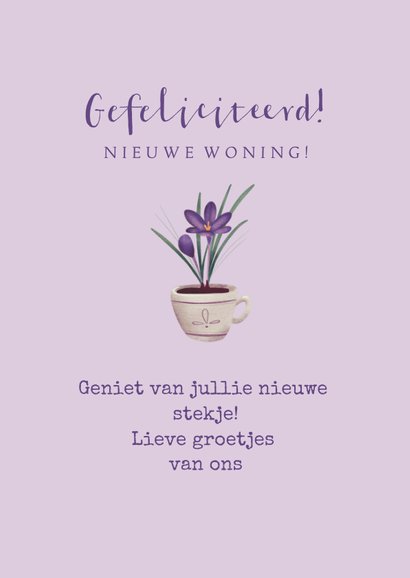 Bloemen kaart voor nieuwe woning met krokussen 3