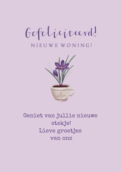 Bloemen kaart voor nieuwe woning met krokussen  3