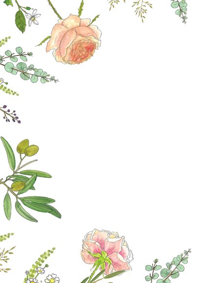 Bloemenkaart aquarel rozen 2