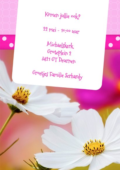 Bloemenkaart doop roze - BK 3