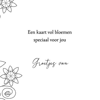 Bloemenkaart - Fantasie bloemen met kleurplaat 3