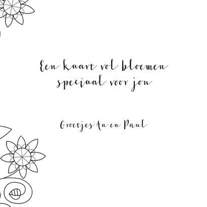 Bloemenkaart - fantasie bloemen met kleurplaat 3