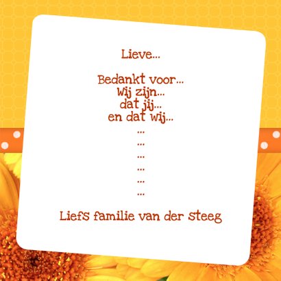 Bloemenkaart Gerbera geel - BK 3
