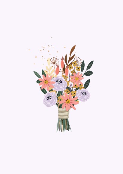 Bloemenkaart getekend boeket 2