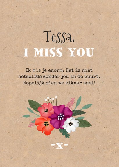 Bloemenkaart i miss you liefde hartjes kraftlook 3