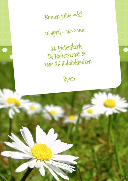 Bloemenkaart Madelief doop - BK 3