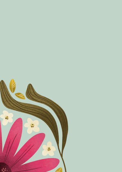 Bloemenkaart met roze en gele bloemen 2